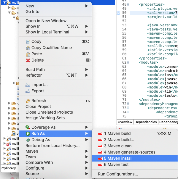 eclipse build cn1lib